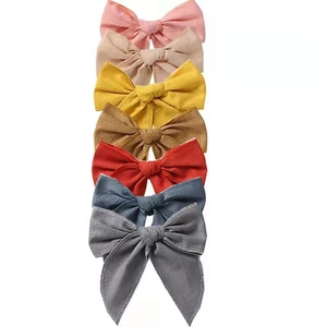 Solid Color Bow Hair Clip Cotton Linen Swallowtail Barrettes Handmade Hair Accessories For Girls