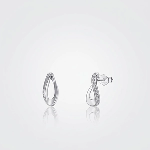 925 Sterling Silver Stud Earrings For Women With Cubic Zirconia Simple Twist Water Drop Infinite Mobius Fashion Jewelry
