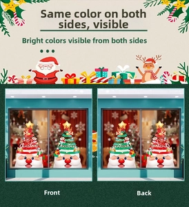 Double-sided Christmas window stickers featuring Santa, reindeer, and tree designs