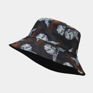 Cappello a secchiello reversibile con stampa Bob Marley e fodera nera per il sole all'aperto