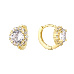 Boucles d'oreilles créoles S925 argent plaqué or avec motif fleur en zircone