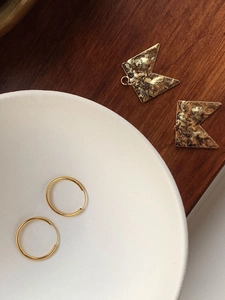 Minimalist gold hoop earrings and textured square stud earrings set for women