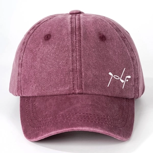 Casquette de baseball de golf bordeaux délavé vintage avec sangle réglable et broderie