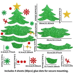 Set adesivi murali albero di Natale glitterati con 80 punti adesivi decorativi