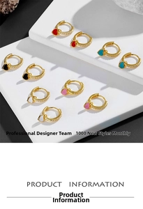 Detail of colorful enamel heart earrings with sparkling cubic zirconia pavé accents