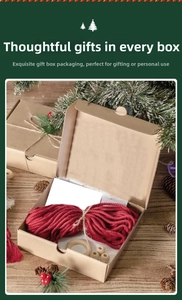 DIY Christmas tree macrame kit with red cotton rope and wood beads in a gift box