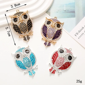 Owl Charms Alloy Rhinestone Enamel Pendants For DIY Jewelry Making Phone Case Decor Shoe Charms Sparkling