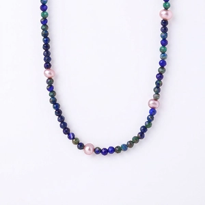 Handmade Natural Freshwater Pearl Beaded Necklace Faceted Phoenix Lapis Lazuli Gemstone Clavicle Chain Elegant Retro Jewelry For Women