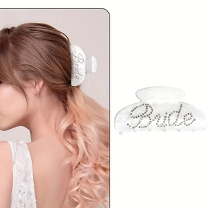 Pince À Cheveux Acétate Strass Inscription Mariée Mariage Élégant Grand Texture Künstliche Perle Accessoires Pour Femmes