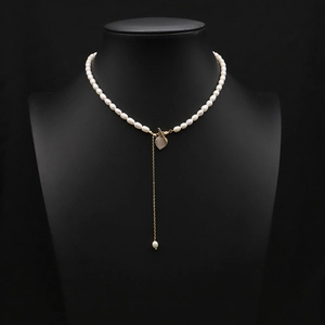 Freshwater Pearl Necklace Heart Pendant 18K Gold Plated Toggle Clasp Tassel Elegant Jewelry Women