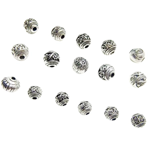 Tibetan silver alloy lantern spacer beads with engraved patterns for DIY jewelry making