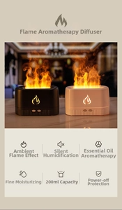 Macro detail of the 200ML flame humidifier with silent atomization and auto shut-off features