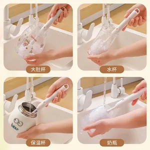 Extendable long-handle sponge brush for cleaning water bottles and baby bottles