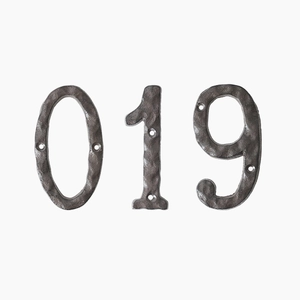 Vintage style cast iron door numbers 019 with rustic bronze finish and mounting holes