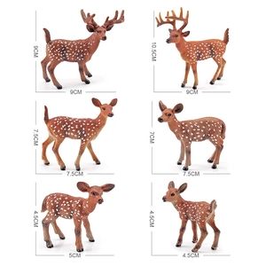 6-piece set of realistic red-brown spotted deer figurines for educational forest play