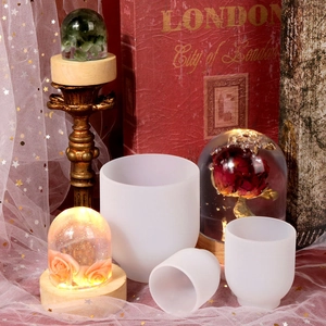 DIY 3D cylinder silicone resin mold kit with floral specimens and LED light base