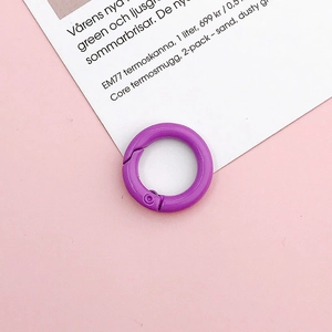 Macro shot of a 20mm purple matte spray-painted spring ring DIY jewelry accessory