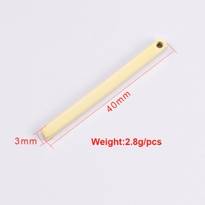 Polished golden stainless steel rectangle pendant with 40mm x 3mm size specifications