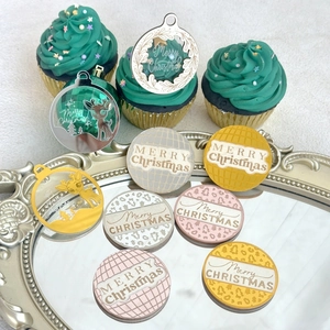Christmas acrylic mirror cake toppers with Merry Christmas laser engraving for party decor