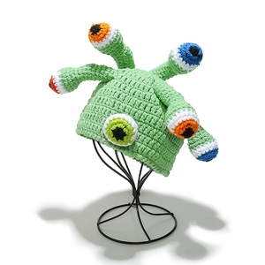 Funny Octopus Alien Monster Eye Tentacles Handmade Acrylic Yarn Knitted Beanie Hat For Halloween Party Winter Warm Novelty