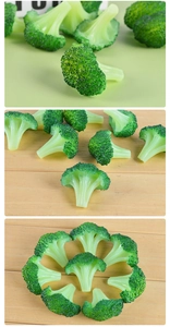 Detailed macro view of realistic PVC broccoli model with lifelike vegetable texture