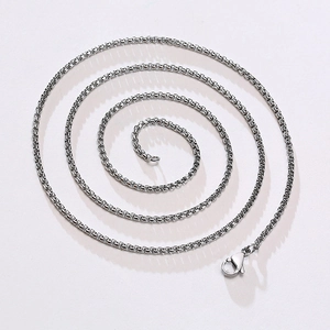 Collier maille vénitienne en acier inoxydable argenté avec fermoir mousqueton robuste