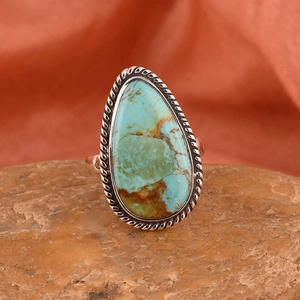 Anillo De Cobre Estilo Turquesa Gota De Agua Con Acabado Plateado Vintage Joyería Étnica Bohemia Para Mujeres Elegante