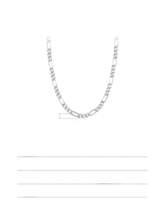 Detail specifications of S925 sterling silver Figaro chain with 4.80mm width and length chart