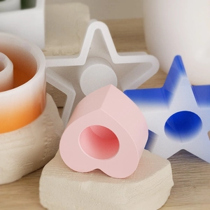 Moules en silicone pour bougeoirs trèfle en forme de cœur et d'étoile pour loisirs créatifs