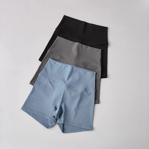 Pantaloncini yoga donna a vita alta in nero, grigio e blu con fascia contenitiva addome