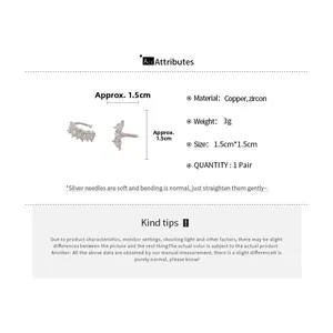 Detailed specs of silver-tone copper zircon star flower ear cuffs, 1.5cm 3g weight