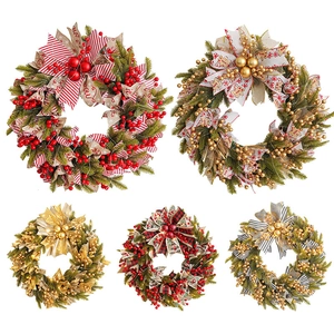 50cm Christmas wreaths with pine cones and berries in five styles on white background