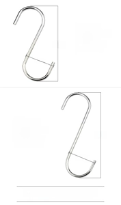 Size chart for 4mm thick solid stainless steel S hooks in 11cm and 14cm lengths