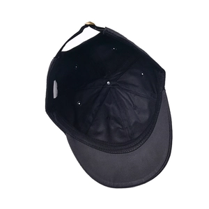 Detail of waterproof baseball cap featuring mesh lining and adjustable metal buckle strap