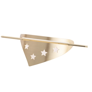 Minimalist geometric triangle hair pin with star cutouts and brushed gold finish