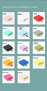 Matrix layout of 14 colorful PE film jewelry boxes with silk ribbon drawer handles