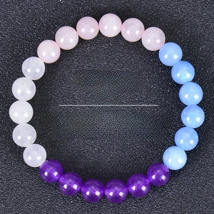 Detailed view of sunstone and rose quartz fertility bracelet for new moms