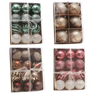 Set of 8cm Christmas ball ornaments in mixed colors and textures for tree decoration