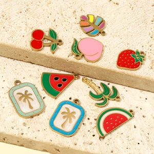 French style stainless steel fruit charms including cherry strawberry peach and palm tree