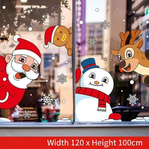 Details der Weihnachtsfensteraufkleber mit Weihnachtsmann und Rentier für die Dekoration
