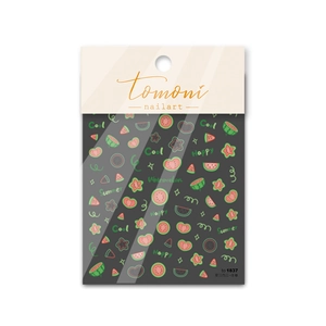 5D embossed summer nail stickers featuring watermelon, hearts, and stars on paper card