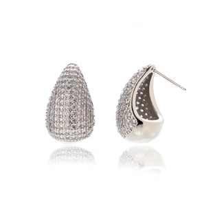 Boucles d'oreilles goutte en argent avec pavé de zircons étincelants de style chic