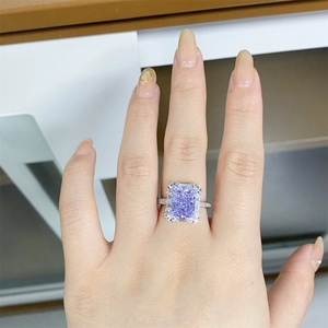 Elegant S925 silver ring with a 4-carat lavender ice flower cut radiant purple gemstone