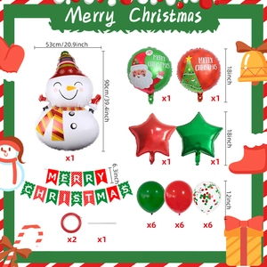 Détails du kit de ballons de Noël avec bonhomme de neige, étoiles et bannière joyeux Noël