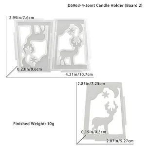 Dimensions détaillées du moule en silicone cerf et flocon pour bougeoirs DIY
