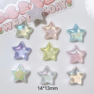 Mix of 14mm colorful aurora star resin charms for DIY phone cases and hair accessories