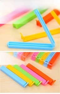 Detailed view of colorful 11cm plastic sealing clips for food bag moisture protection