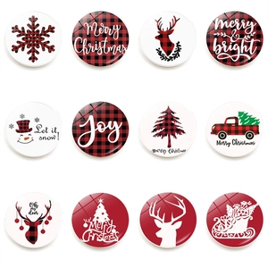 Christmas Refrigerator Magnets Crystal Glass Round Reindeer Snowflake Festive Fridge Magnets For Home Kitchen Office