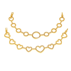 18k gold plated stainless steel bracelets with heart and circle charms and 5A cubic zirconia