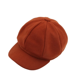 Classic caramel wool octagonal newsboy hat for women with a structured warm felt brim